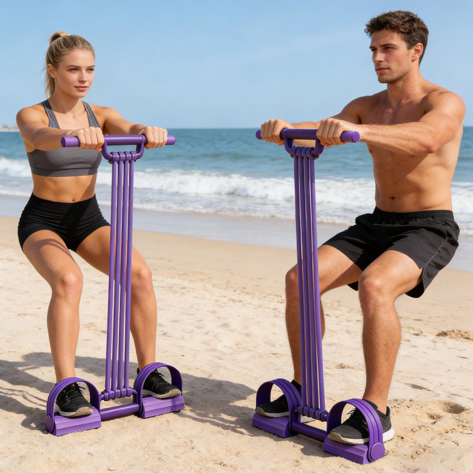 Fitness Yoga Youth - อุปกรณ์ออกกำลังกายแบบเชือกดึง อุปกรณ์ออกกำลังกายแบบพกพา ที่เหยียบเท้าสำหรับซิทอัพ สำหรับใช้ในบ้าน ยิม โยคะ