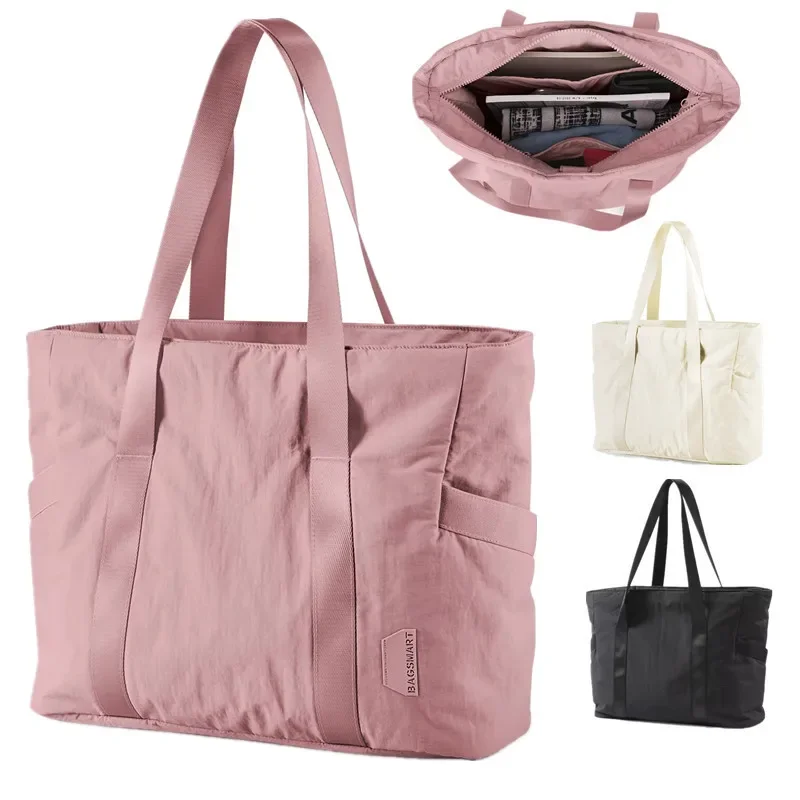 Yoga Fitness Bag - กระเป๋าโท้ทสำหรับผู้หญิง กระเป๋าใส่แล็ปท็อปสำหรับเดินทางไปมหาวิทยาลัย กระเป๋าใส่ผ้าอ้อม กระเป๋าโยคะ กระเป๋าสะพายไหล่ พร้อมสายรัดสำหรับเสื่อโยคะ