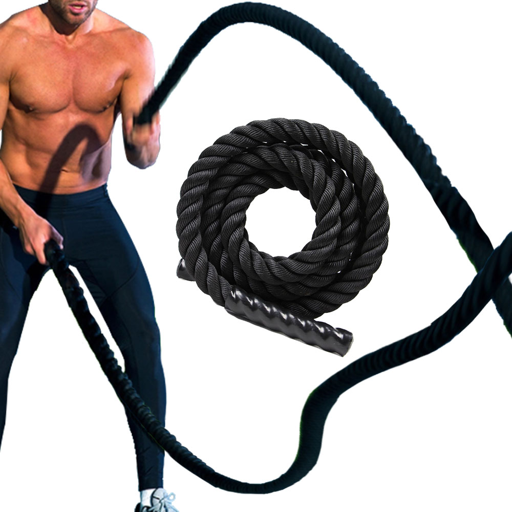Battle Rope Exercise - เชือกออกกำลังกายโพลีแดครอน สำหรับฟิตเนสที่บ้าน ฝึกซ้อมออกกำลังกาย