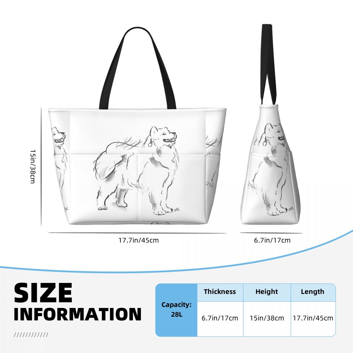 กระเป๋าโท้ทลายสุนัขซามอยด์ กระ - Yoga Fitness Drawing บทวิจารณ์และราคา