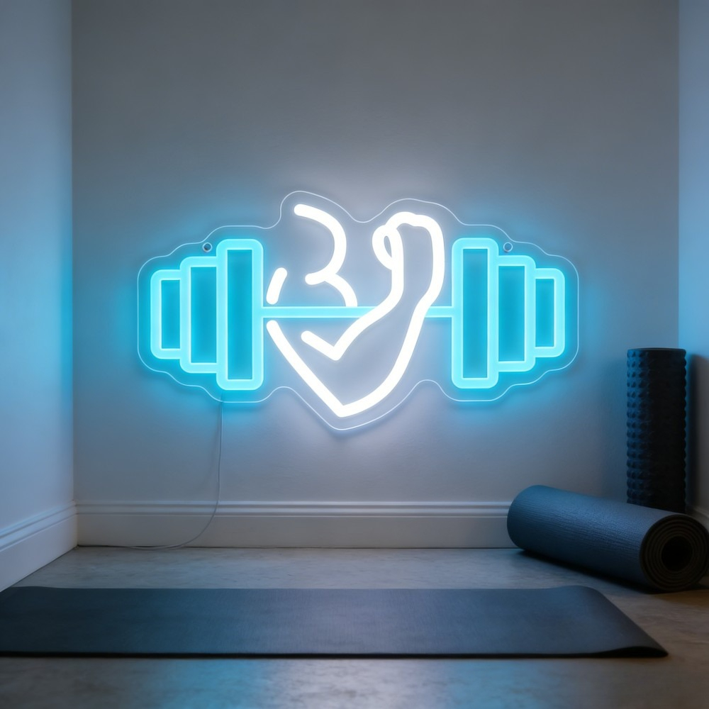 ป้ายไฟนีออนรูปดัมเบลบicep สำหร - Yoga Fitness Room บทวิจารณ์และราคา